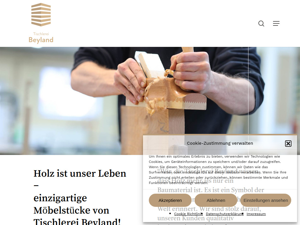 Website von Tischlerei Beyland in Friedland