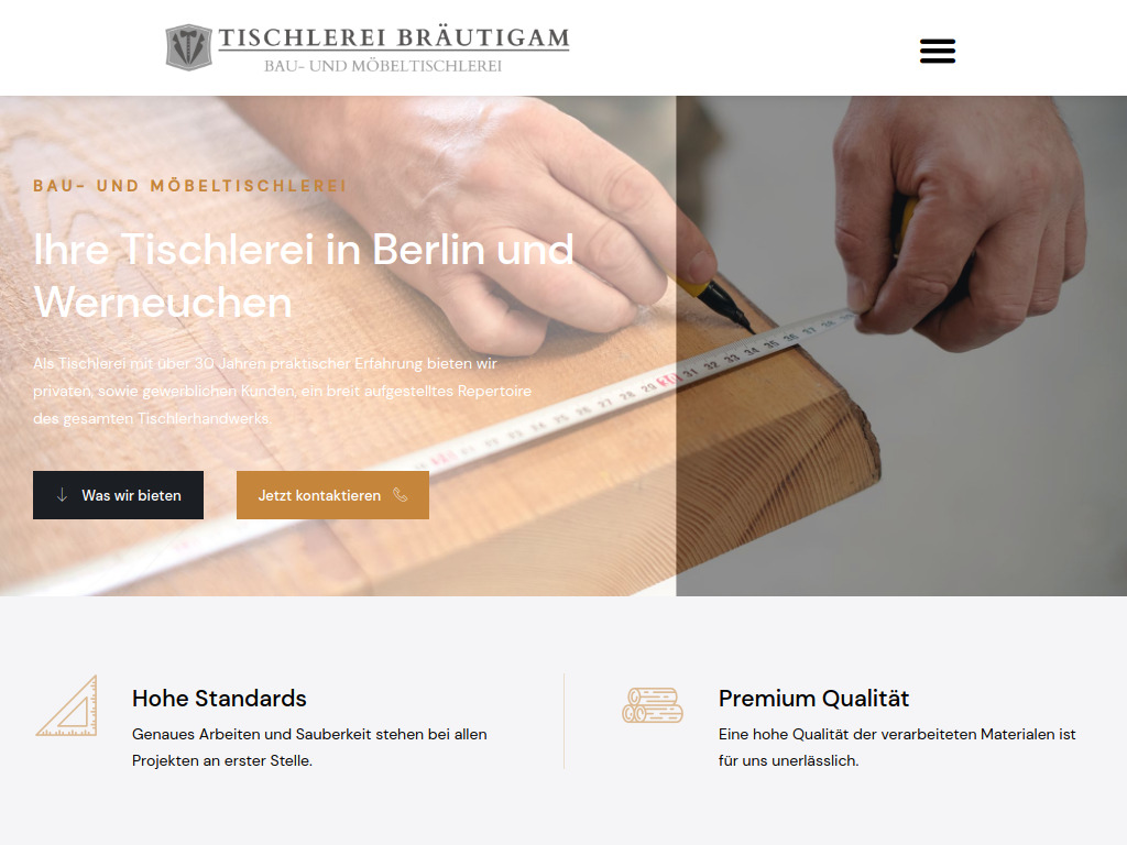 Website von Tischlerei Bräutigam in Berlin