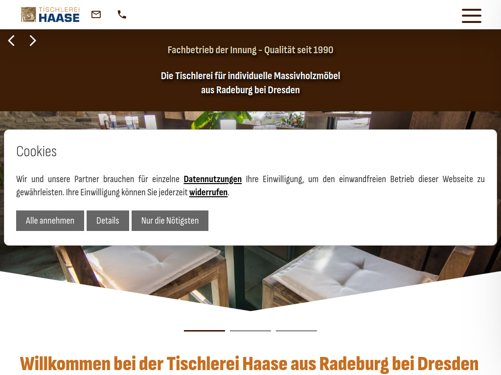 Website von Tischlerei Roland Haase in Radeburg