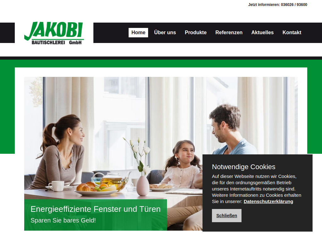 Website von Jakobi & Söhne Bautischlerei GmbH in Dingelstädt OT Struth
