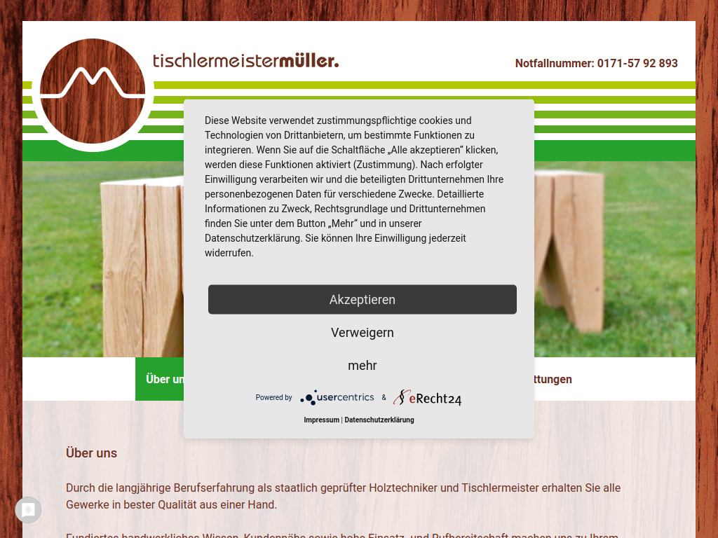 Website von tischlermeistermüller in Seesen