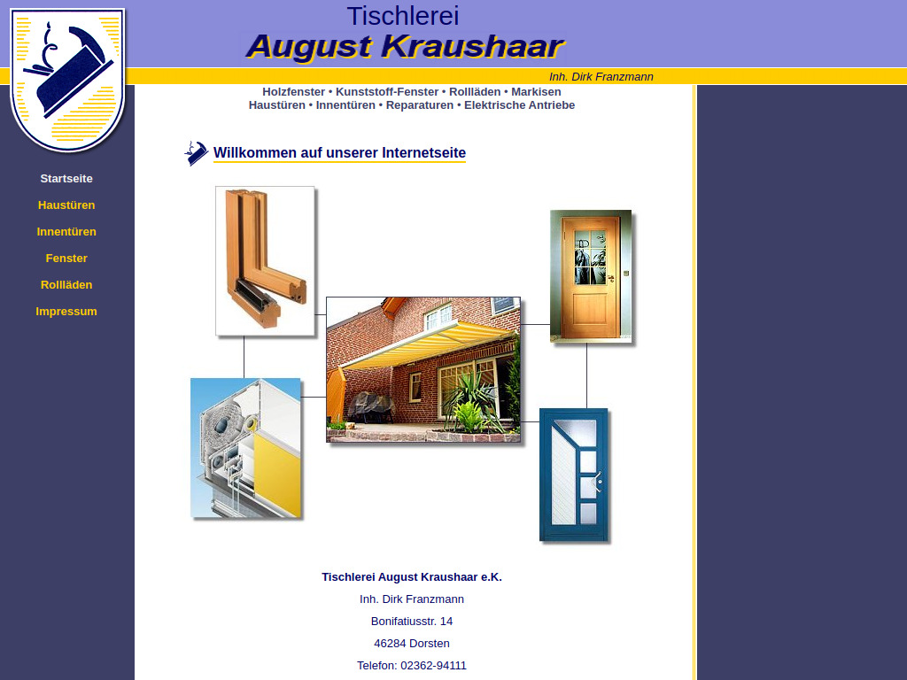 Website von Tischlerei August Kraushaar e.K. in Dorsten
