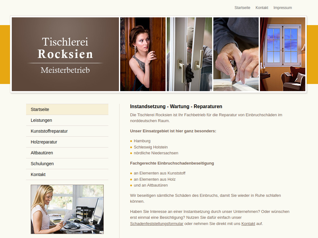 Website von Tischlerei Rocksien in Jersbek