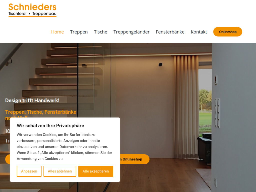Website von Tischlerei Schnieders GmbH in Ibbenbüren