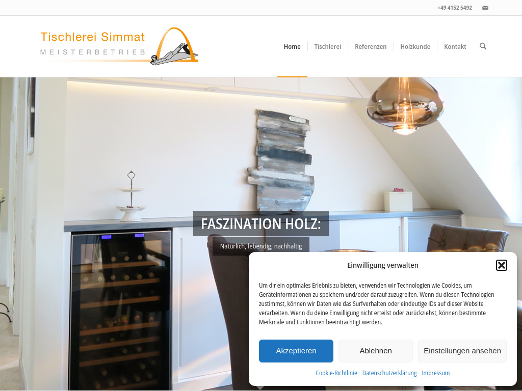 Website von Tischlerei Simmat in Hohenhorn
