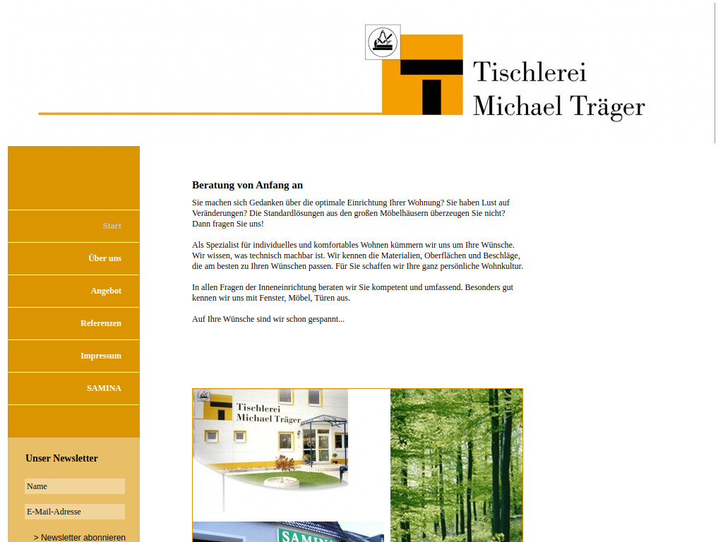 Website von Tischlerei Michael Träger in Hünxe