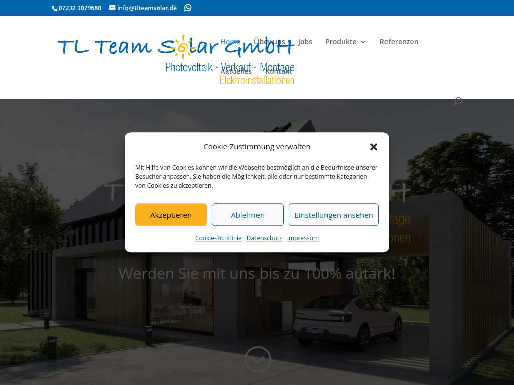 Website von TL Team Solar GmbH in Eisingen