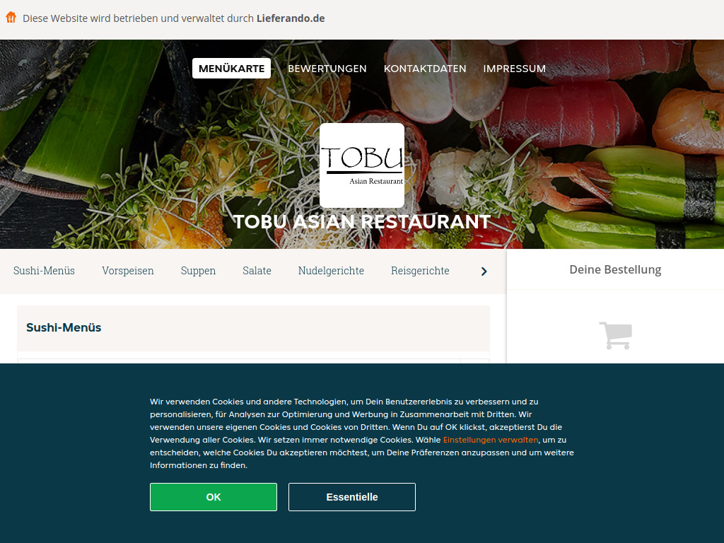 Website von Tobu Asian Restaurant - Essen online bestellen in Fürstenfeldbruck in Fürstenfeldbruck