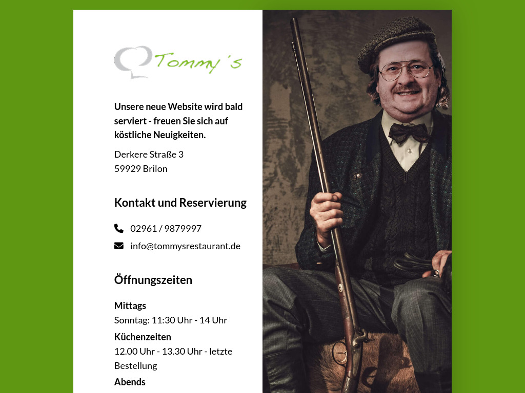 Website von Tommy's Restaurant in Brilon