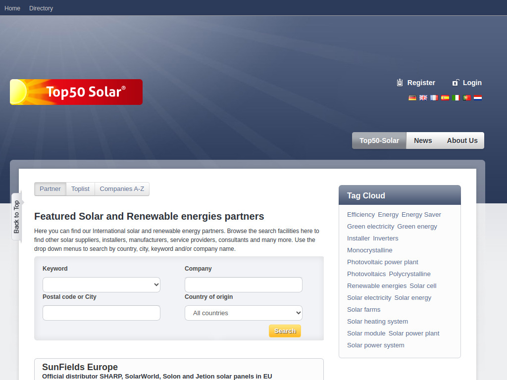 Website von Top50-Solar in Aachen