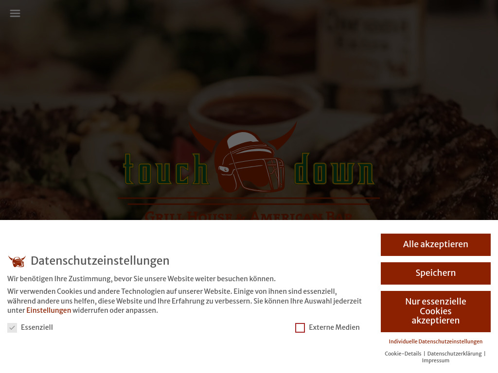 Website von Touchdown Restaurant in Lohmar