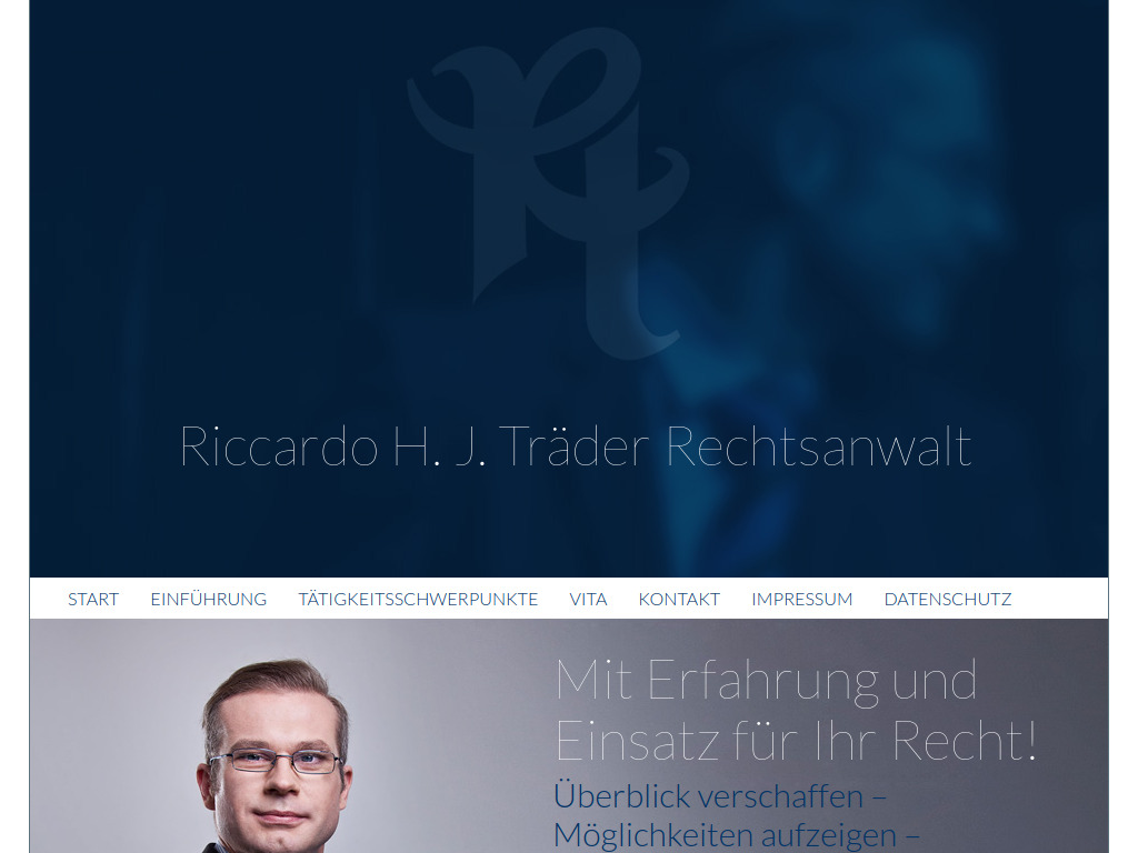 Website von Riccardo Träder Rechtsanwalt in Hamburg