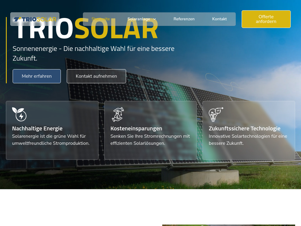 Website von TrioSolar GmbH in Zürich