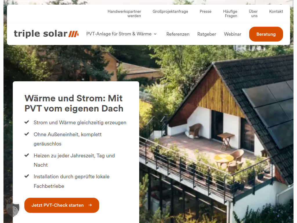 Website von Triple Solar GmbH in Aachen