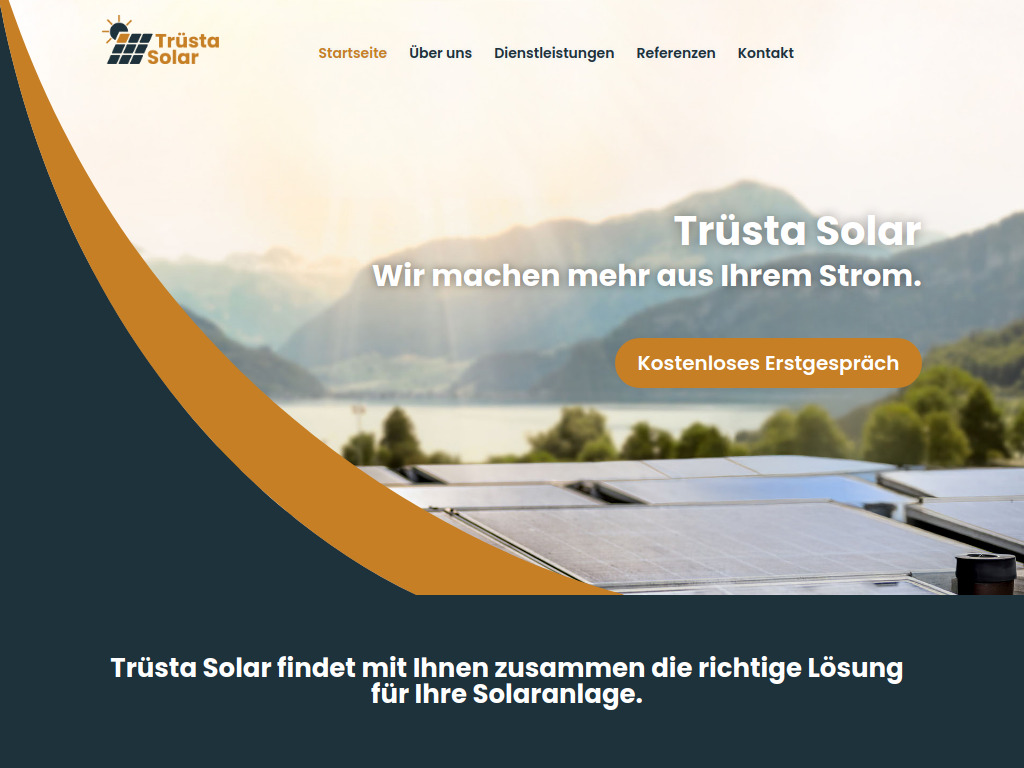 Website von Trüsta Solar GmbH in Steinhausen