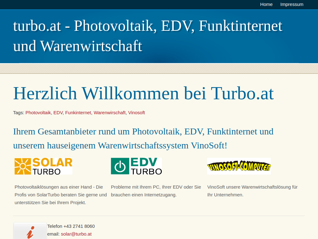 Website von Solarstrom.turbo.at GmbH in Traismauer