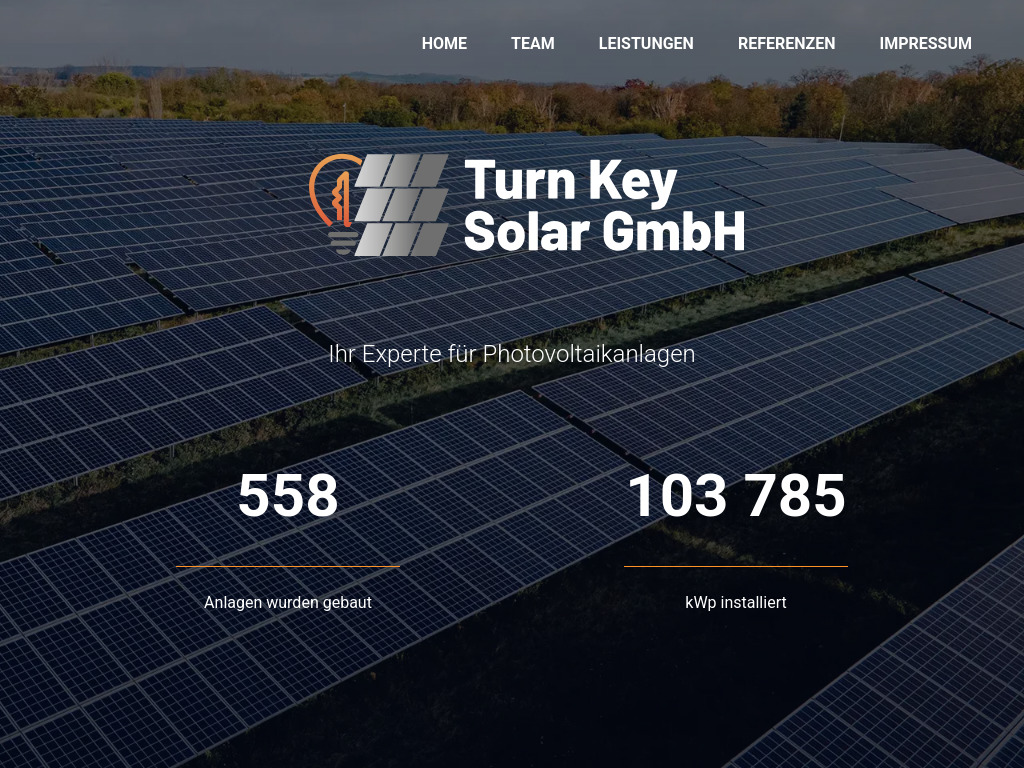 Website von Turn Key Solar GmbH in Salzkotten