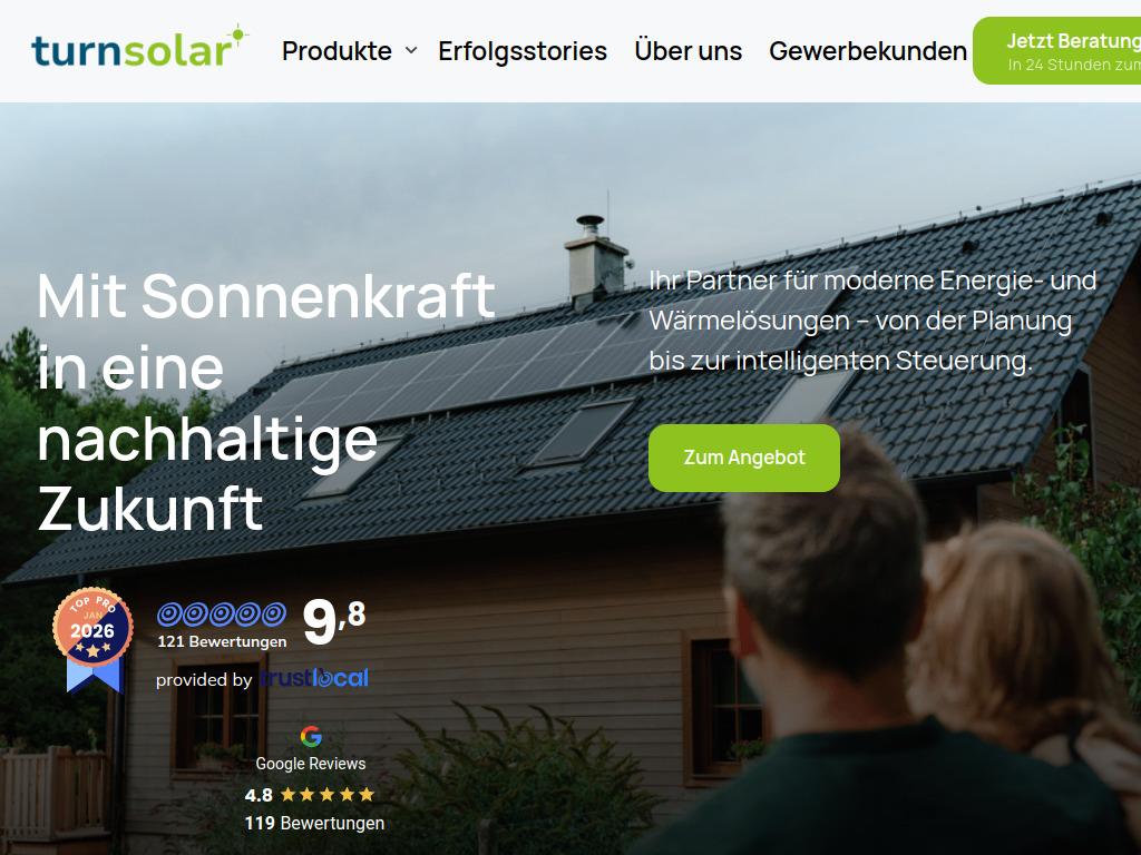 Website von Turn Solar GmbH in Düsseldorf