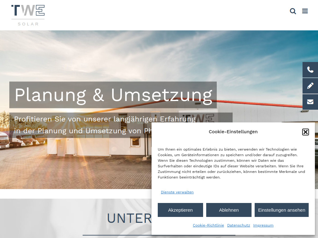 Website von TWE Solar GmbH in Vilshofen
