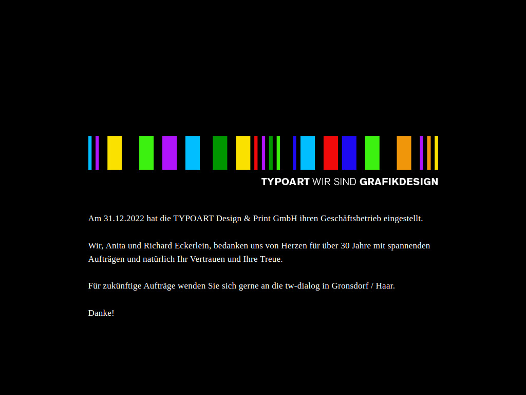 Website von TYPOART Design & Print GmbH