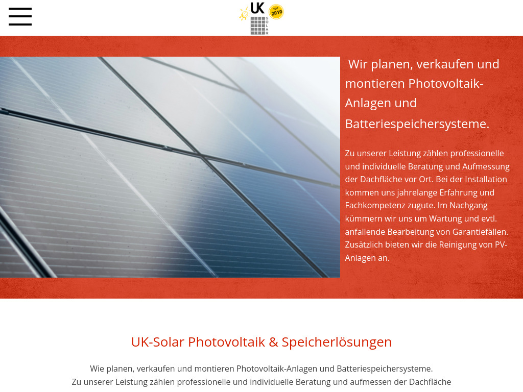 Website von UK-Solar in Detzem