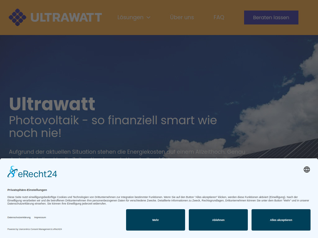 Website von Ultrawatt GmbH in Grünwald