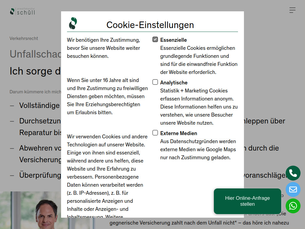 Website von Anwaltskanzlei Schüll