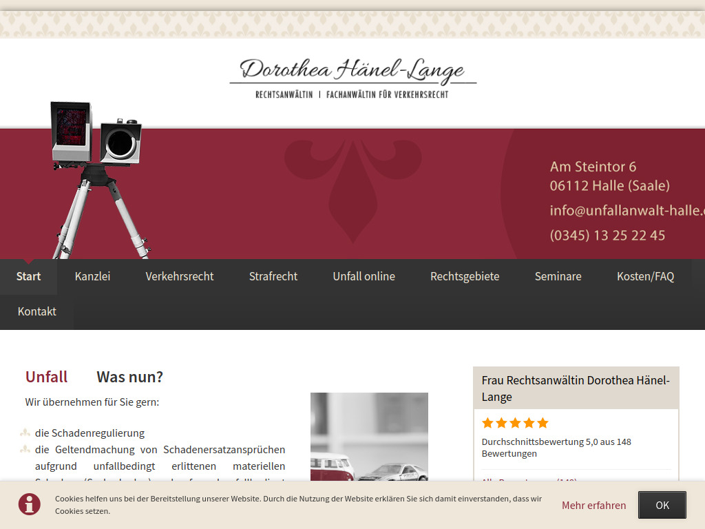 Website von Start - Unfallanwalt Halle