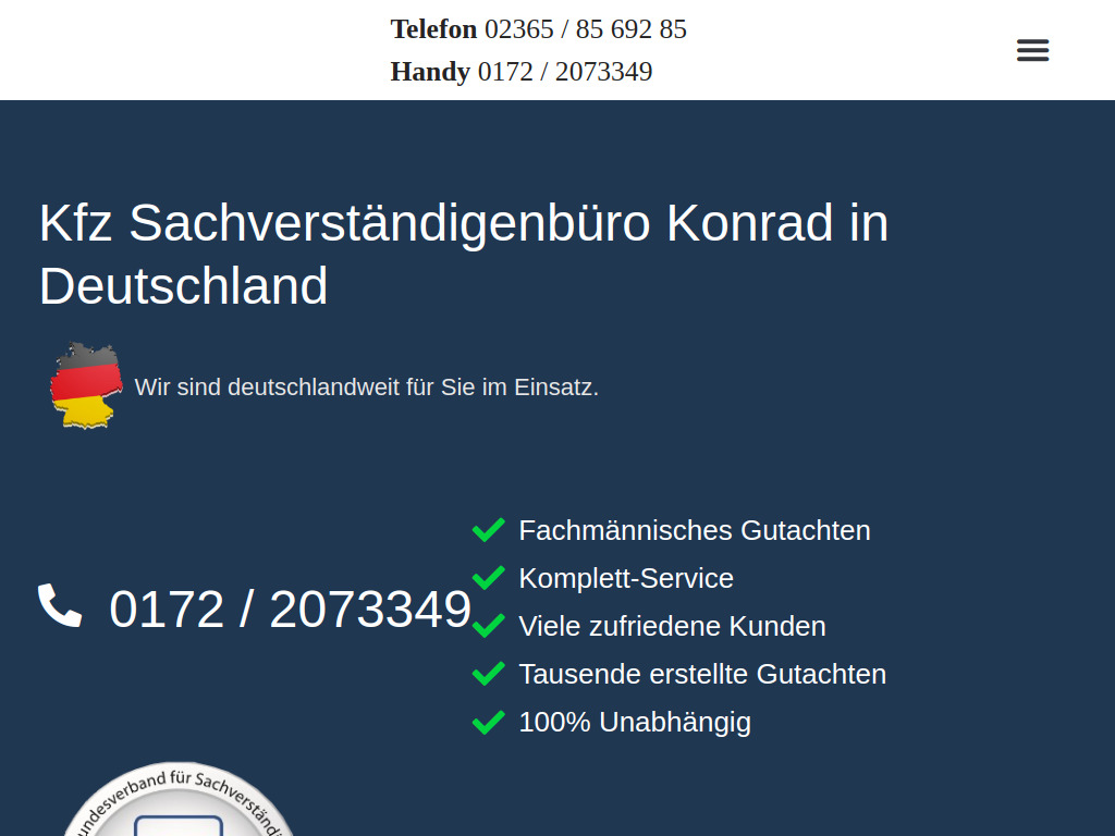 Website von Sachverständigenbüro Konrad in Marl