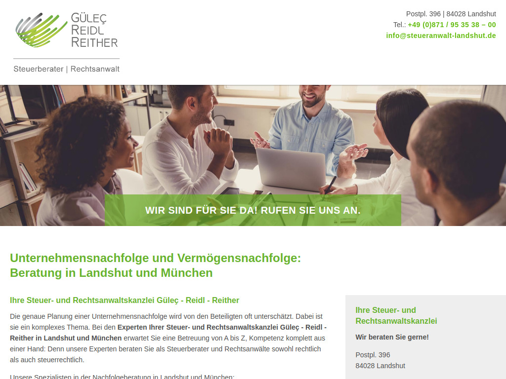 Website von Güleç - Reidl - Reither Steuerberater-Rechtsanwalt Partnerschaftsgesellschaft mbB in Landshut