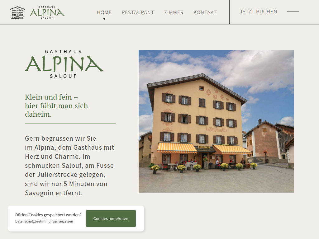 Website von Restaurant Alpina Salouf in Salouf