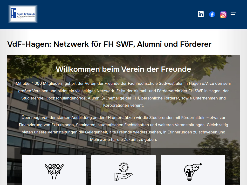 Website von Verein der Freunde der Fachhochschule Südwestfalen in Hagen e.V. in Schalksmühle