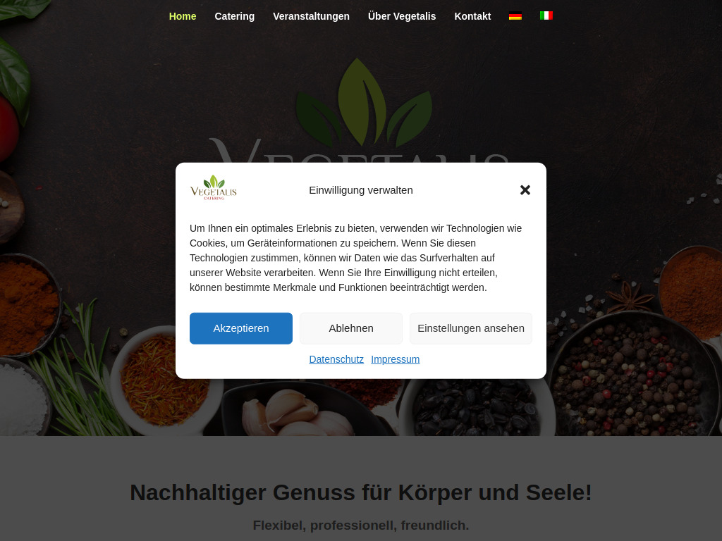 Website von Vegetalis Catering in Bad Feilnbach