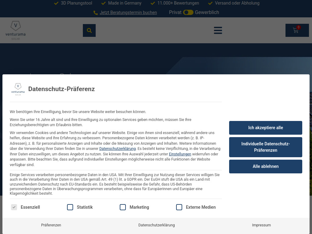 Website von venturama GmbH in Steffenberg