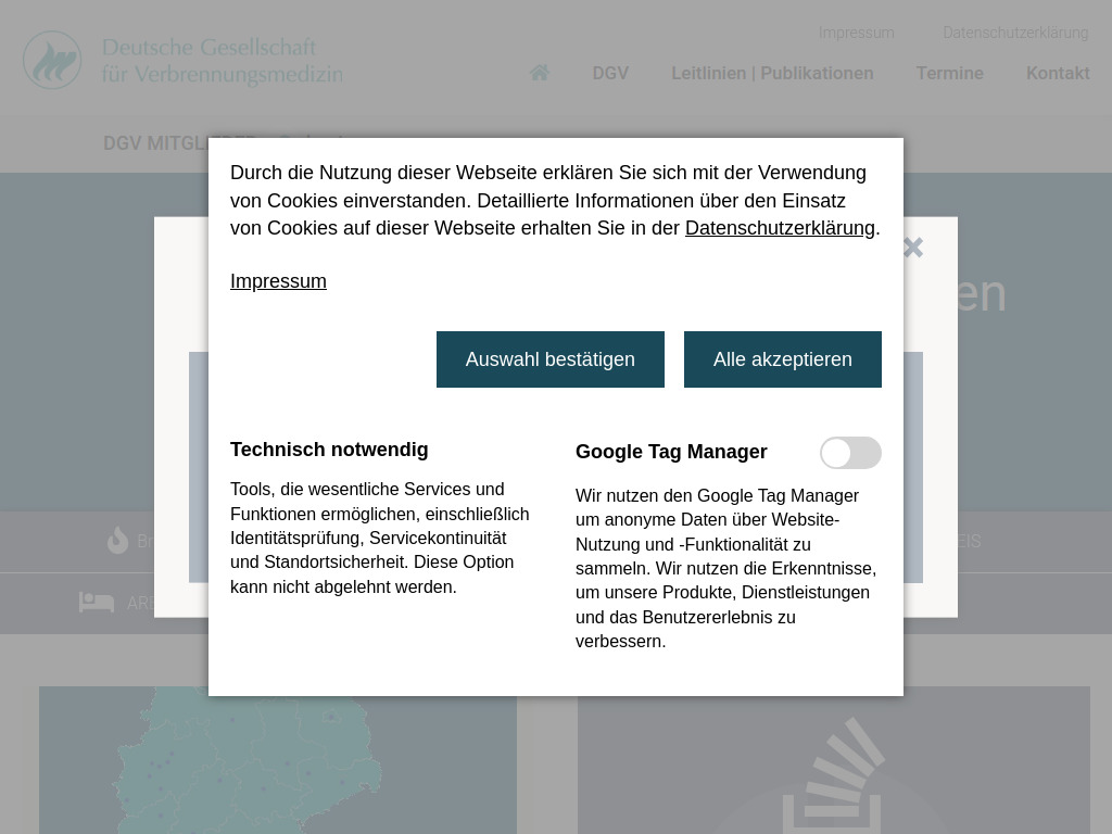 Website von Deutsche Gesellschaft für Verbrennungsmedizin e. V. in Berlin