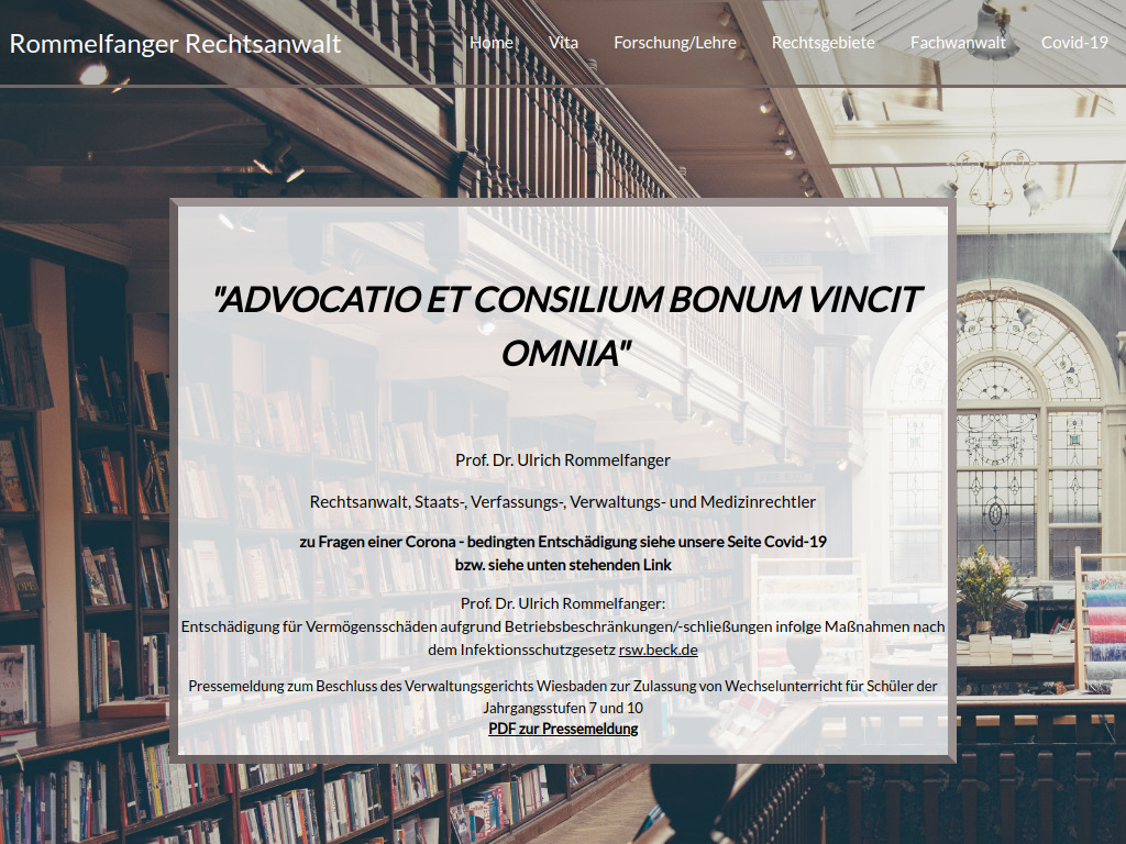 Website von Rommelfanger Rechtsanwalt in Wiesbaden