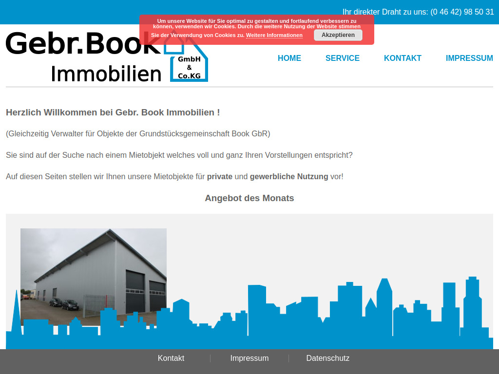 Website von Gebr. Book Immobilien GmbH & Co. KG in Kappeln