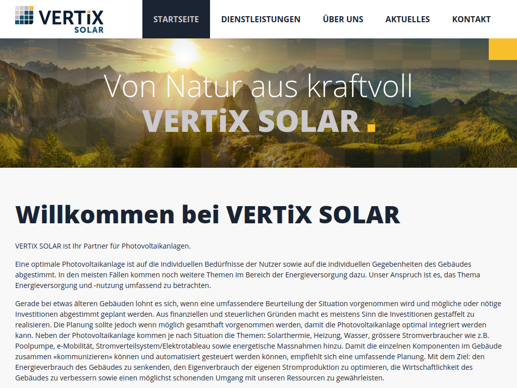 Website von Vertix GmbH in Magden