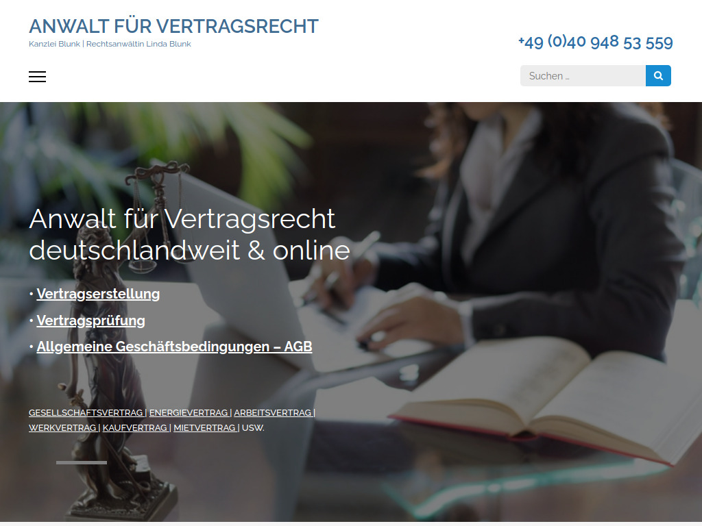 Website von Kanzlei Blunk in Hamburg