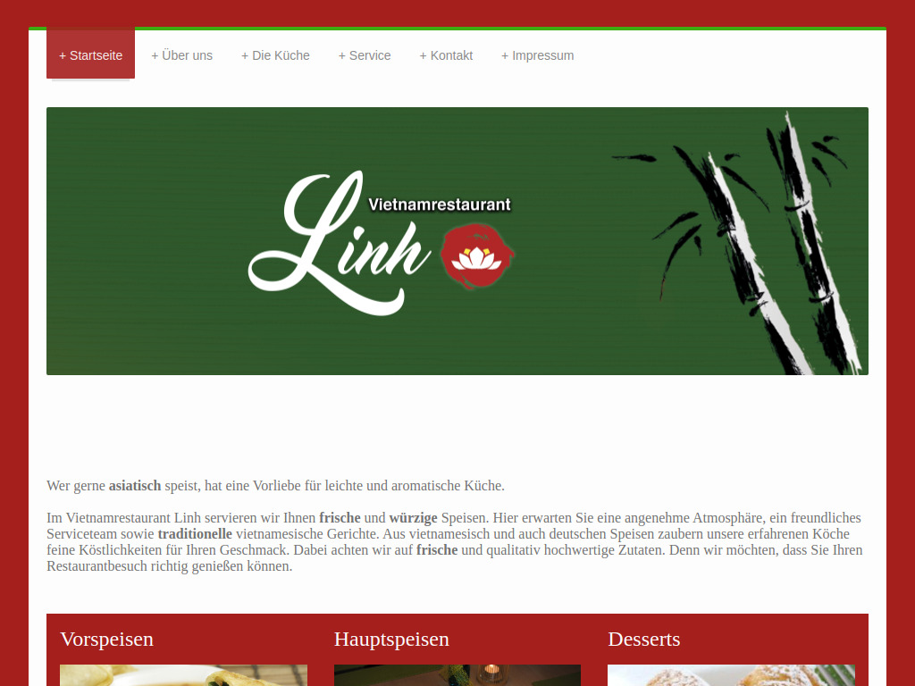 Website von Vietnamrestaurant Linh in Ludwigshafen am Rhein