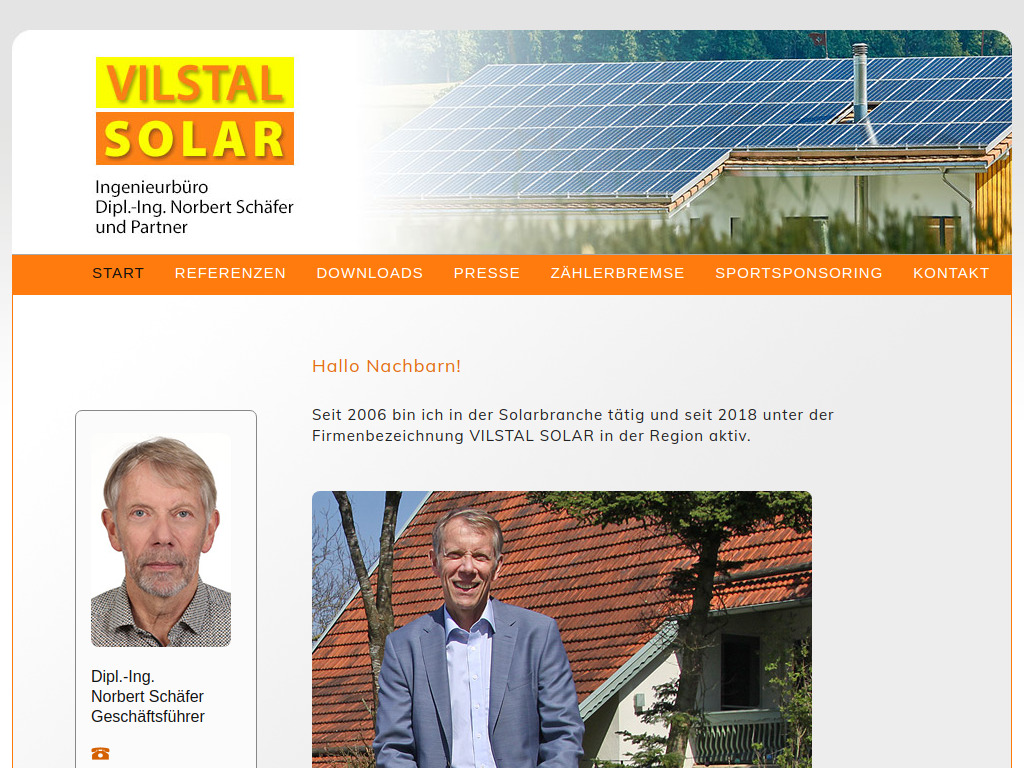 Website von VILSTAL SOLAR GmbH in Vilsbiburg