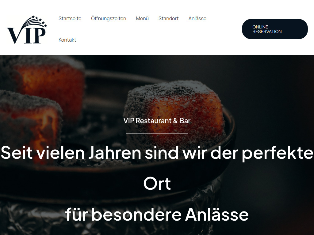 Website von VIP Restaurant & Bar - Im Zentrum von Seinenvorstadt in Basel in Basel