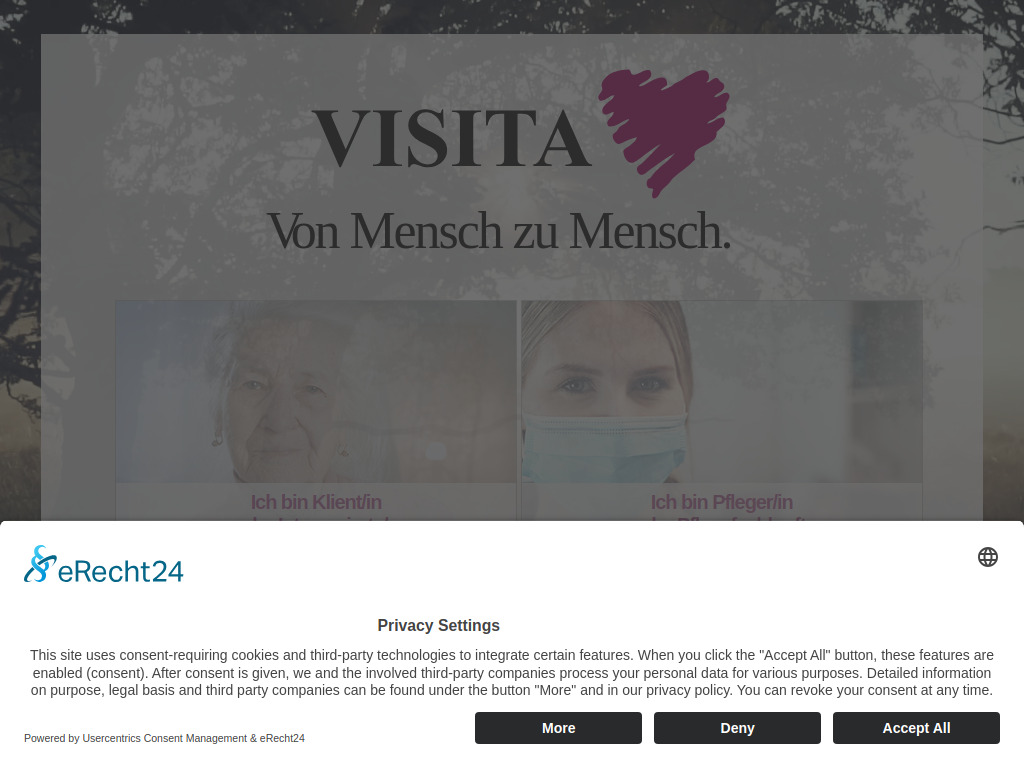 Website von VISITA Soziale Dienstleistungen GmbH in Osnabrück