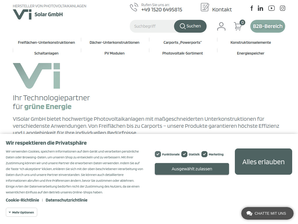 Website von VI Solar GmbH in Berlin