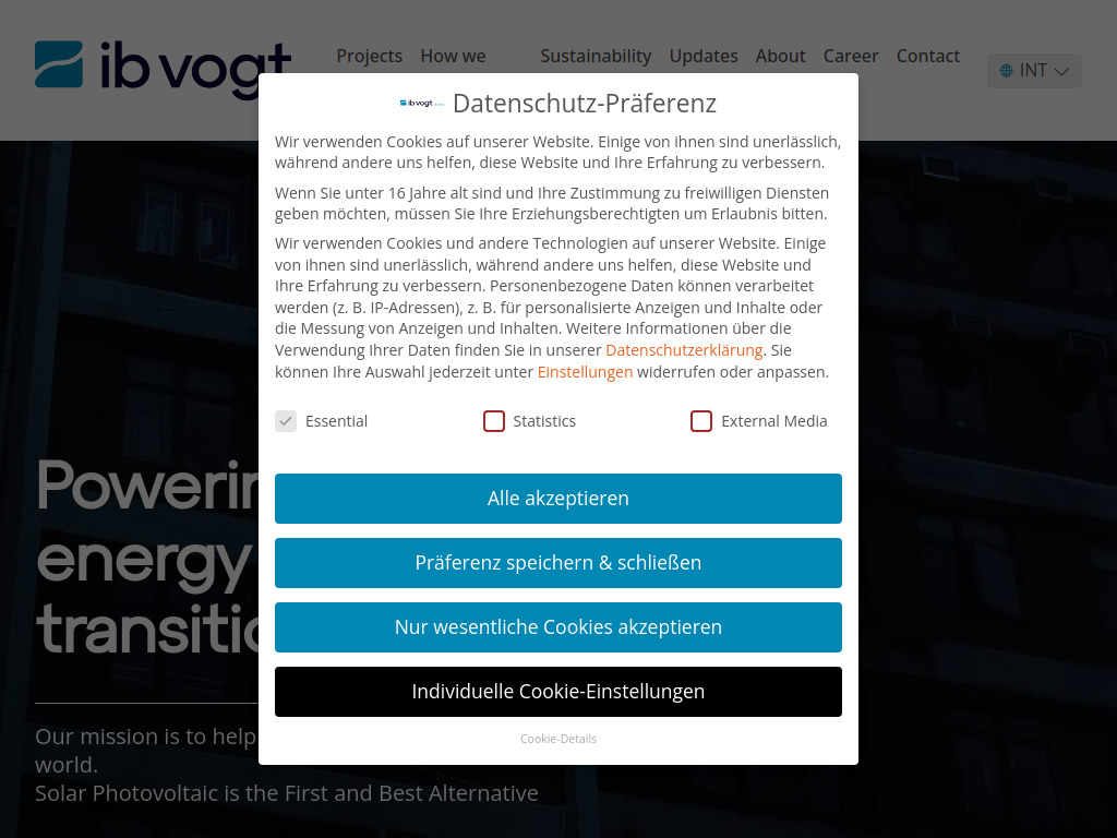 Website von ib vogt GmbH in Berlin
