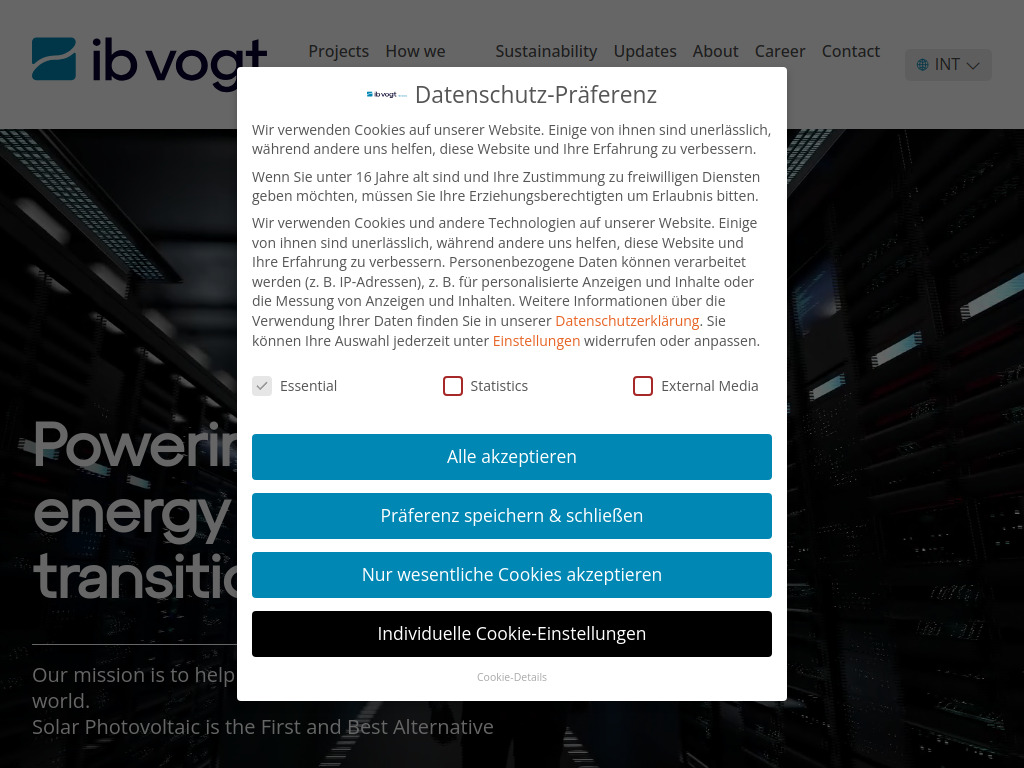 Website von ib vogt GmbH in Berlin
