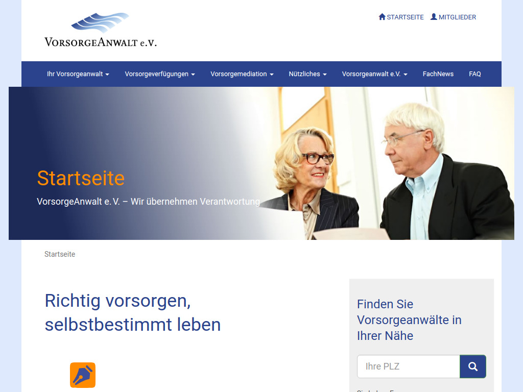 Website von VorsorgeAnwalt e.V. in Berlin