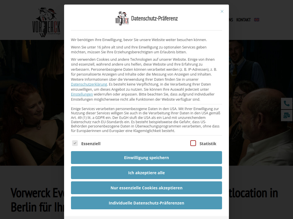 Website von Event-Restaurant-Vorwerck UG in Berlin