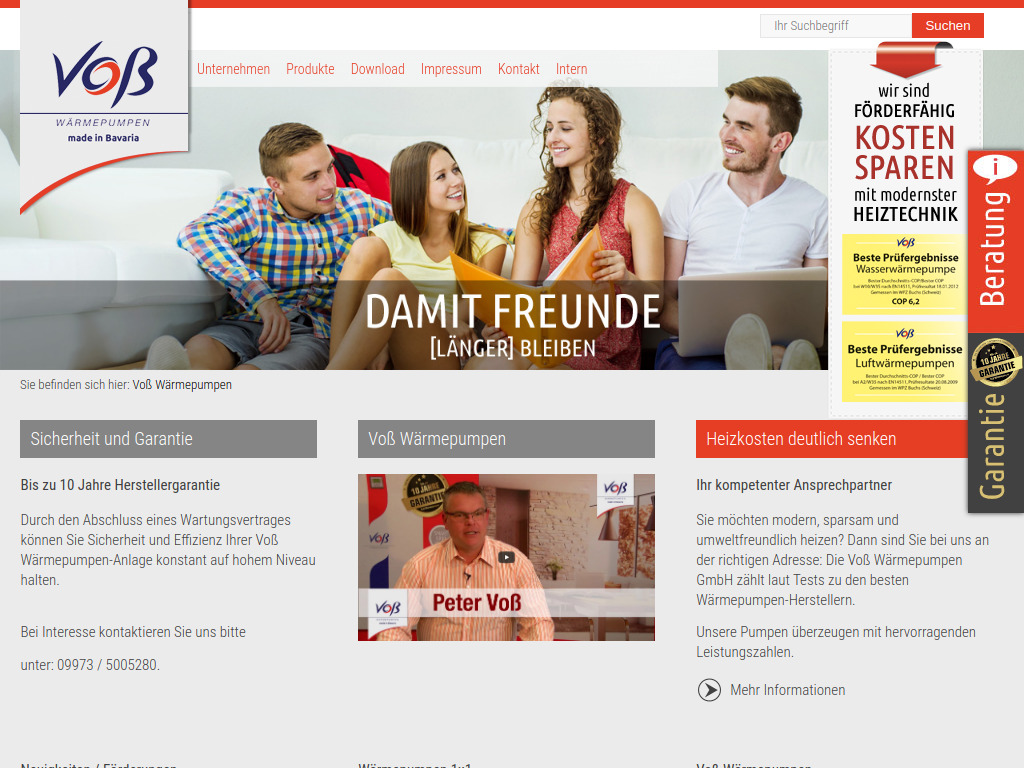 Website von Voß Wärmepumpen GmbH