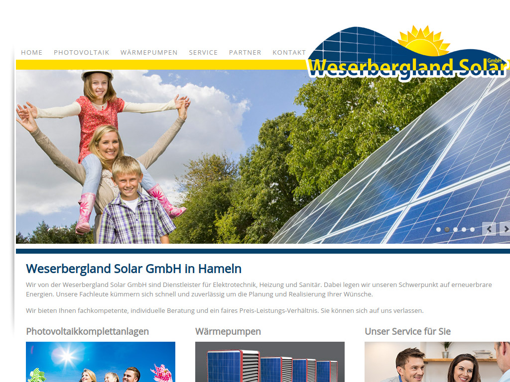 Website von Weserbergland Solar GmbH in Hameln